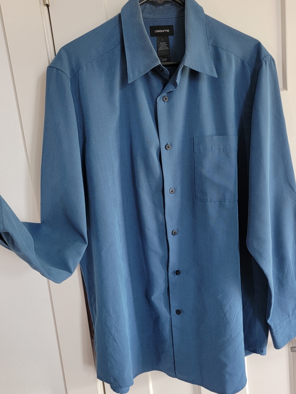 Claiborne Men's Blue Long-Sleeve Button-Up Shirt L